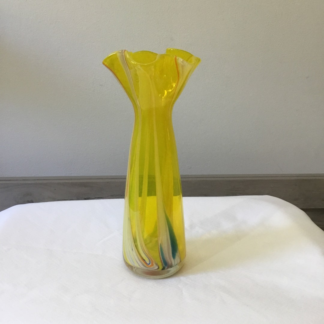 Vintage Japanese Art Glass Vase60s Glass Etsy