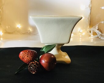 Vintage Glazed Ivory Planter~USA Pottery Planter