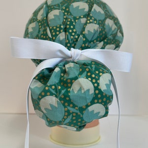 Scratch and Dent, Gold Cottonwood Floral Ponytail Scrub Cap