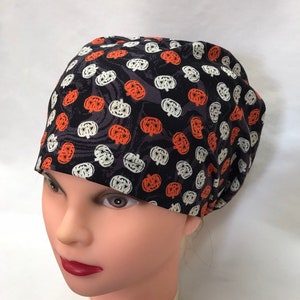 Halloween Pumpkin Euro Scrub Cap-Closed Back