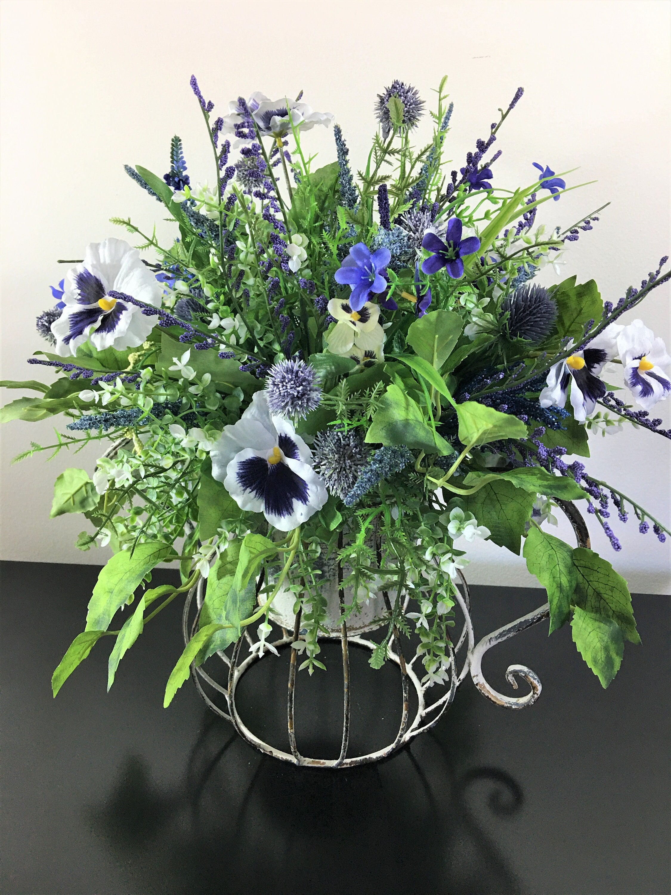 Rustic Watering Can Arrangement Pansy Watering Can Etsy