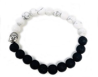 Howlite + black onyx healing bracelet