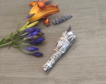 White sage and lavender mini size party favor bundle.