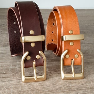 Jackalope Handmade 1,5 leather belt with solid brass hardware image 1