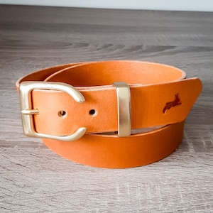 Jackalope Handmade 1,5 leather belt with solid brass hardware image 6