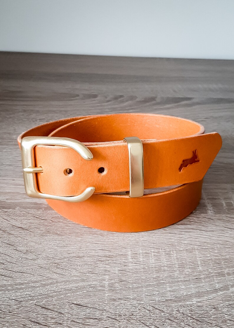 Jackalope Handmade 1,5 leather belt with solid brass hardware image 6