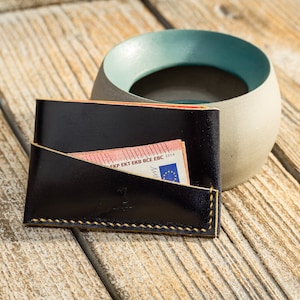 Othus Twist Wallet - Navy Vacchetta - portafoglio per carte avvolgente minimalista fatto a mano