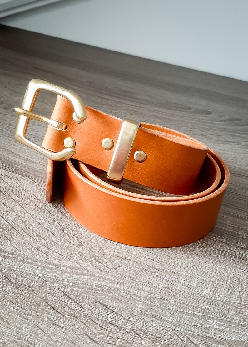 Jackalope Handmade 1,5 leather belt with solid brass hardware image 7