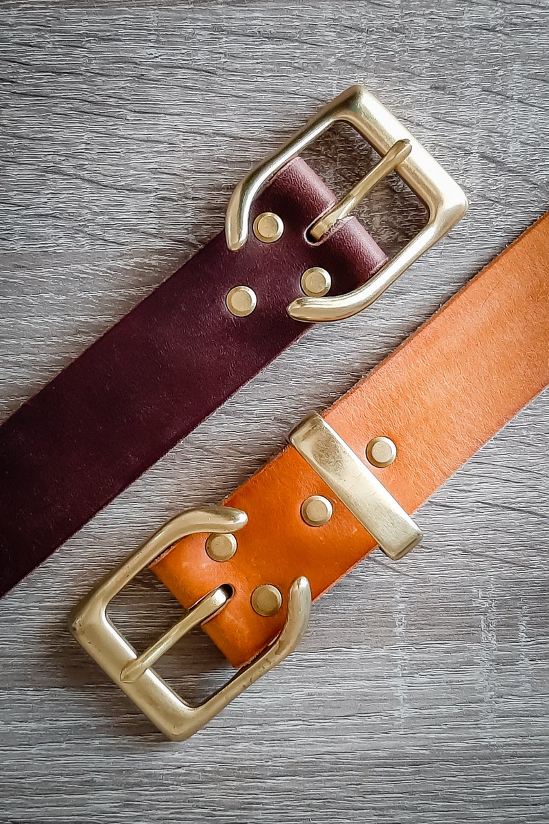 Jackalope Handmade 1,5 leather belt with solid brass hardware image 8