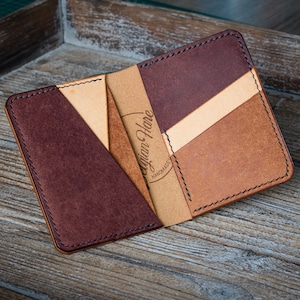Pochette pliante Alleni - Handgemaakte minimalistische lederen tweevoudige portemonnee