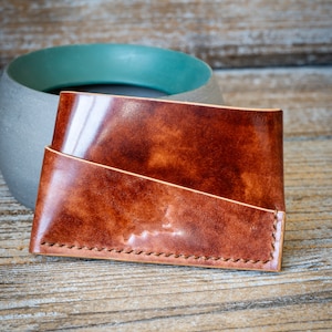 Othus Twist Wallet - Museum Cognac Shell Cordovan - handmade minimalist wrap card wallet