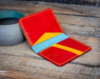 Alleni Bifold - Buttero Primary Colours - handmade minimalist leather bifold wallet