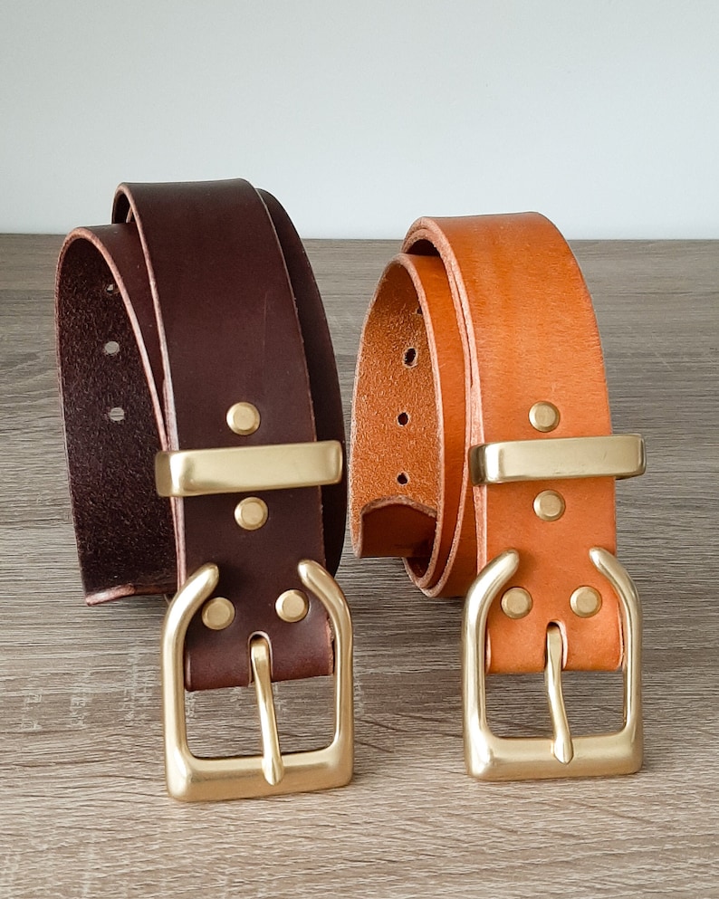 Jackalope Handmade 1,5 leather belt with solid brass hardware image 1