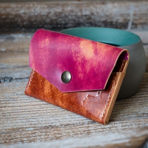 Hispidus Card Envelope - Rocado Marbled two tone - handmade minimalist snap wallet