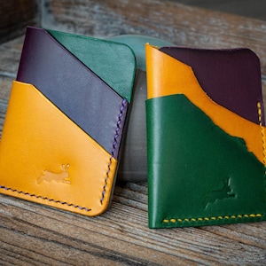 Cartera para tarjetas Timidus - Buttero tricolor - handgemaakte minimalistaische verticale kaartportemonnee