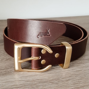 Jackalope Handmade 1,5 leather belt with solid brass hardware image 5