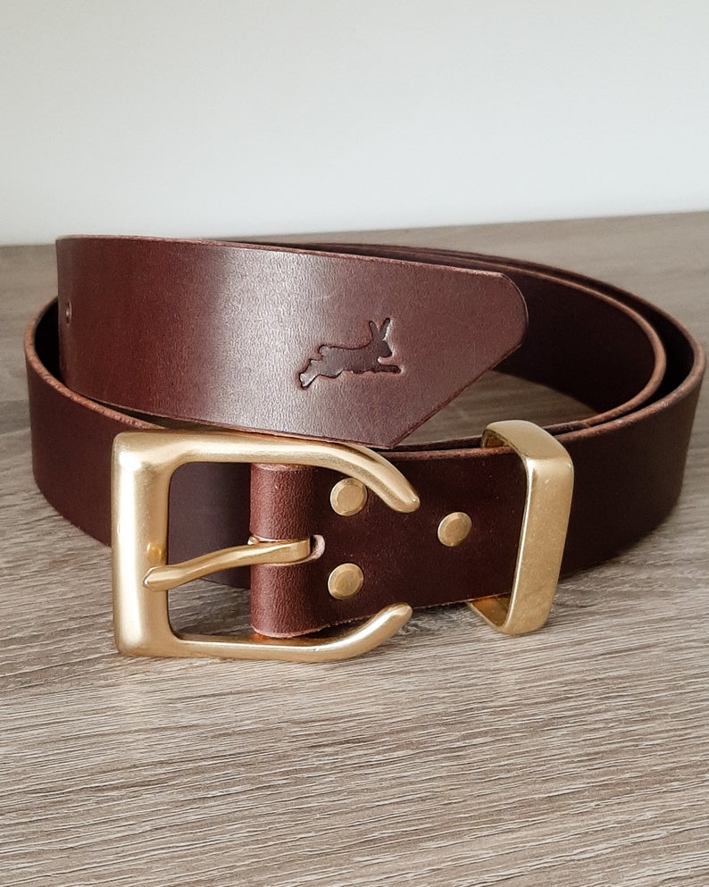 Jackalope Handmade 1,5 leather belt with solid brass hardware image 5