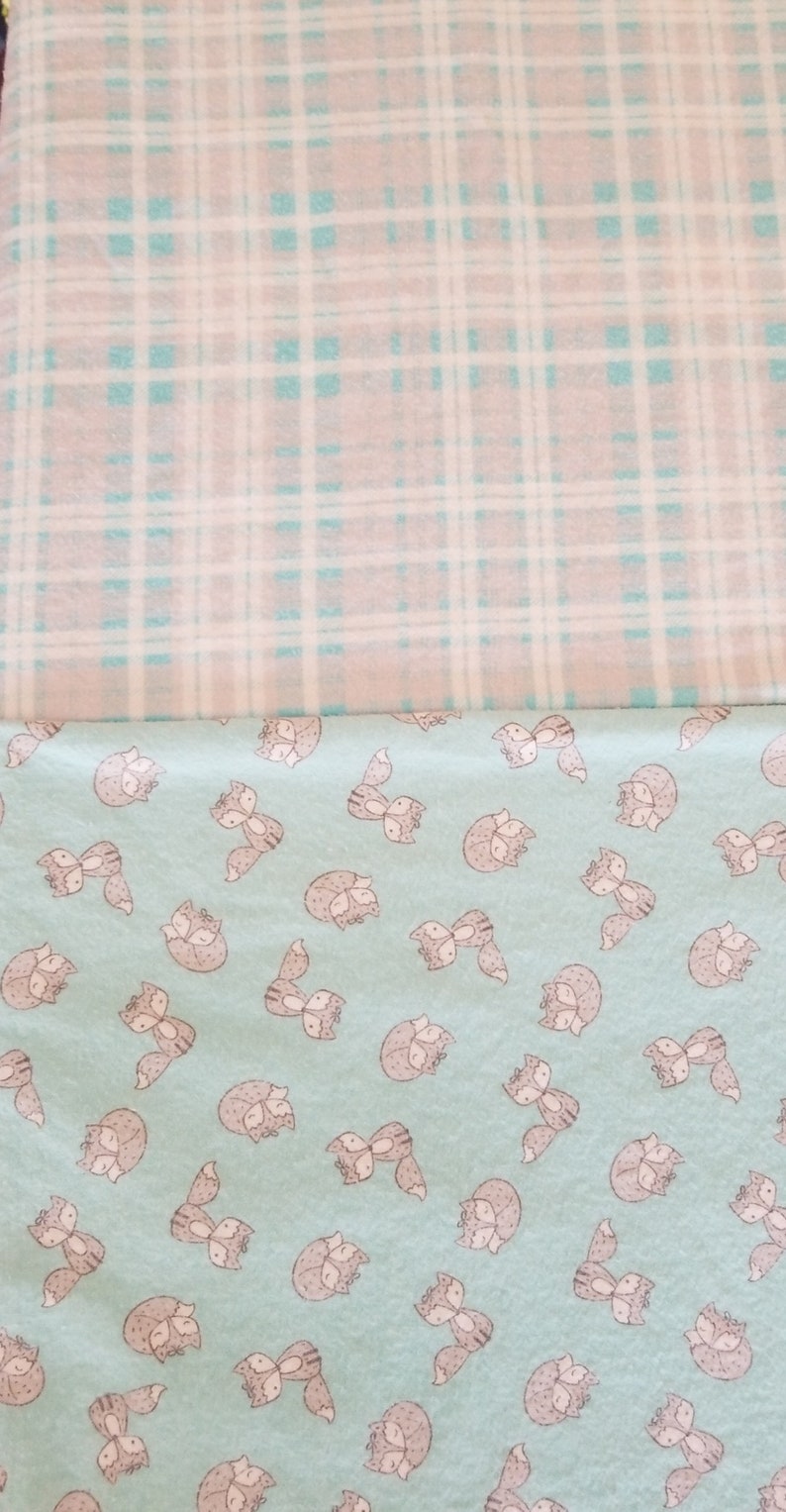 Fox /& Plaid Baby Blanket Set with burp cloth