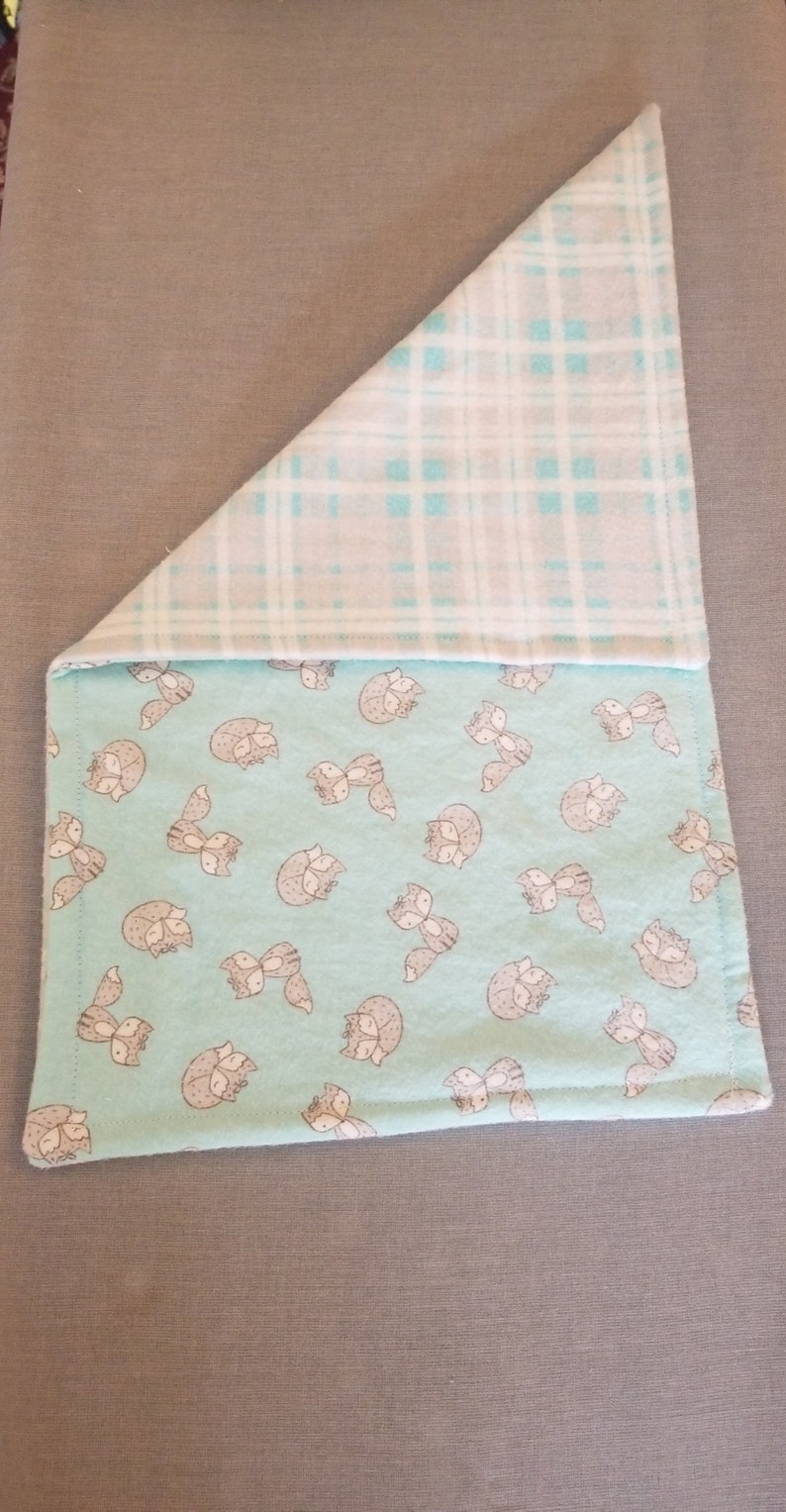 Fox /& Plaid Baby Blanket Set with burp cloth