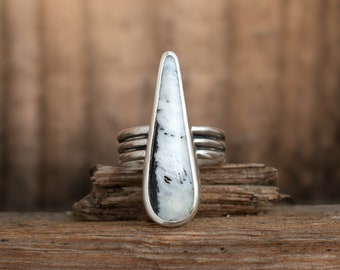 Silver & White Buffalo Talon Ring, size 9.25