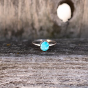 Silver & Turquoise Stacker Ring, size 6.5