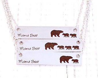 MAMA Bear Necklace, MOTHER'S DAY Gift, Mom Necklace Horizontal Bar Necklace, Mothers Day Jewelry, Gift for Mom, New Mom Gift, Newborn Gift