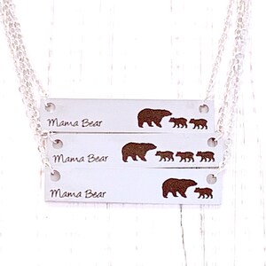 MAMA Bear Necklace, MOTHER&#39;S DAY Gift, Mom Necklace Horizontal Bar Necklace, Mothers Day Jewelry, Gift for Mom, New Mom Gift, Newborn Gift
