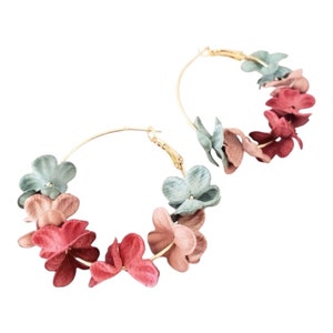3D Flower Petal Hoop Earrings: Statement Spring Jewelry