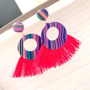 Hot Pink Tassel Earrings: Boho Statement Jewelry