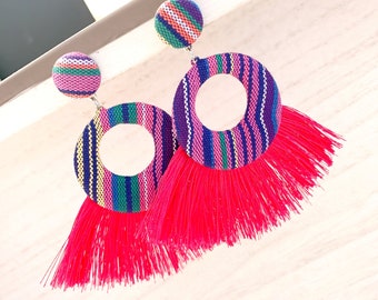 Hot Pink Tassel Earrings: Boho Statement Jewelry