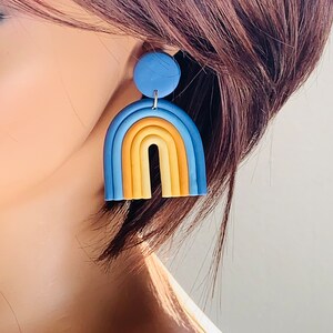 Einzigartige Ton Ohrringe, Tropfen Ohrringe, U Form Ohrringe, Polymer Clay Ohrringe, Geschenk für Frauen, Sommer Ohrringe, Geschenk für Sie