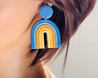 Unique Clay Earrings, Drop Earrings, U Shape Earrings, Polymer Clay Earrings, Gift For Women, Summer earrings, Gift for Her