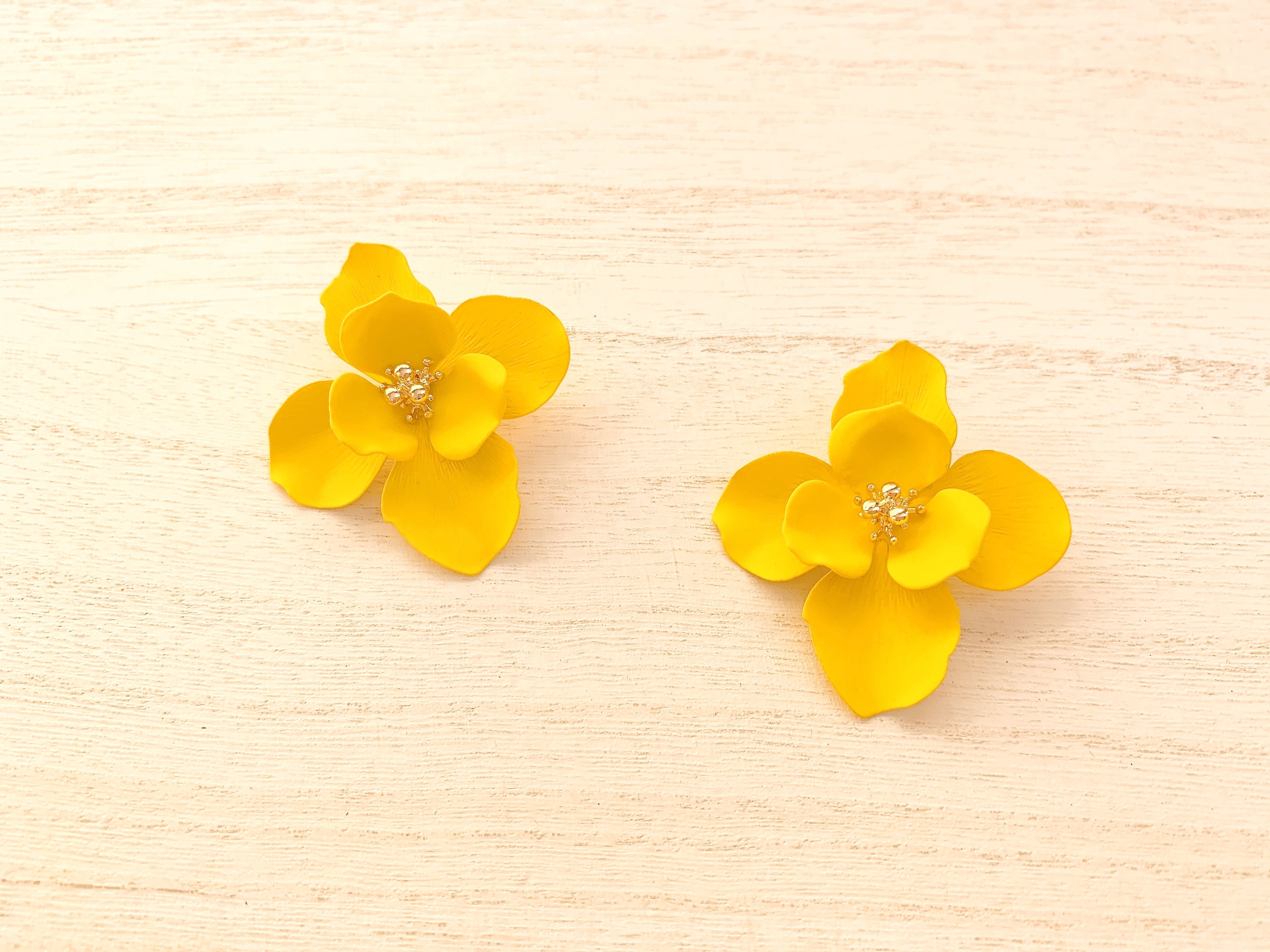 Flower Earrings, Floral Bridal Earrings,spring Yellow Earrings ...