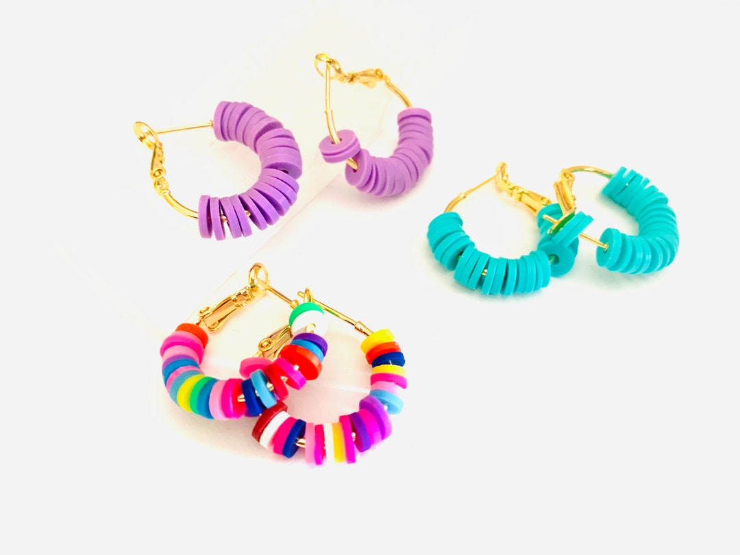 Pastel Hoop Earrings, Spring Summer Hoop Earring, Artisan Earrings