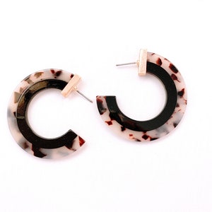 35mm Round Acetate Hoop Earrings, Pink Blue  Brown Hoop Earrings, Geometric Earring, Statement Earrings, Celluloid Acetate Hoop earrings