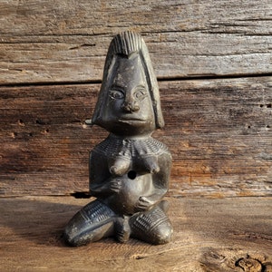 Aztec Mayan Ocarina Goddess of Fertility • Blackware Pottery • One Of A Kind Ocarina • Musical Instrument • Free Shipping!