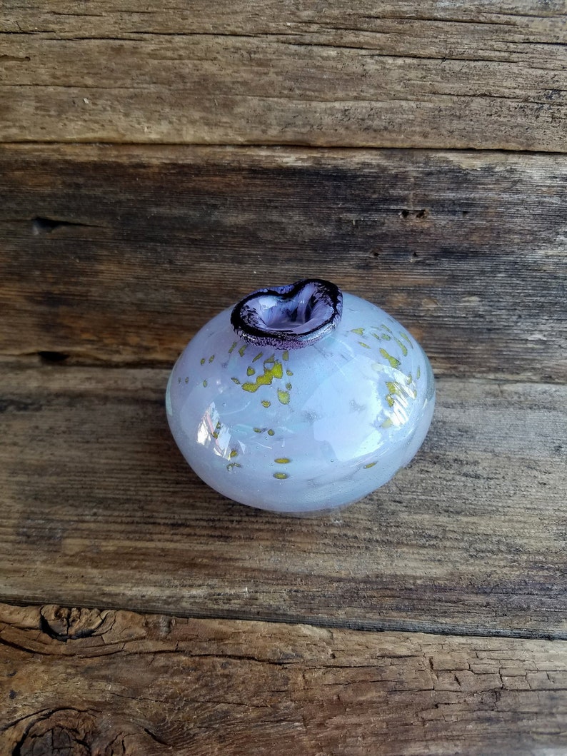 Hand Blown Glass Oil Lamp Handmade Art Glass Oil Lamp Hand Blown Purple