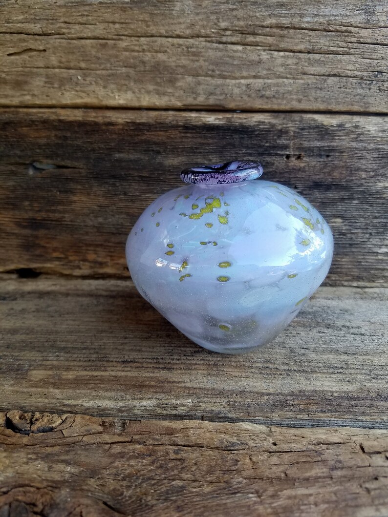 Hand Blown Glass Oil Lamp Handmade Art Glass Oil Lamp Hand Blown Purple