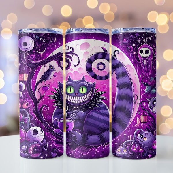 Trinkbecher, Tumbler, Becher mit Deckel 590ml, Thermobecher, Grinsekatze, Nightmare before Christmas