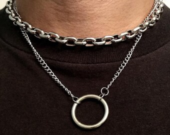 Double Layer Stainless Steel Chain Choker Necklace