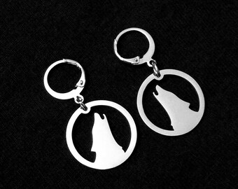 Stainless Steel Howling Wolf Necklace and Earrings Set - Etsy