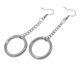 Dangle Steel O Ring Earrings