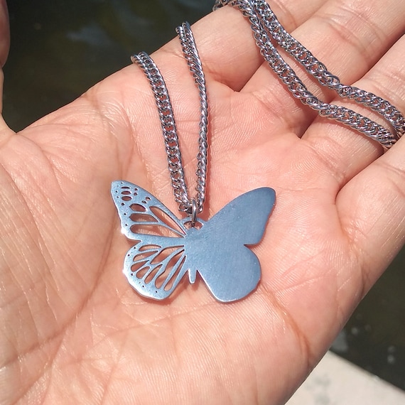 Half and Half Butterfly Necklace Etsy
