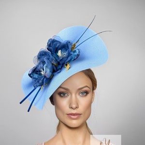 Light Blue fascinator hat for woman, baby blue Kentucky derby hat, Sky blue Tea Party hat, luncheon hat, mother of the groom, royal ascot