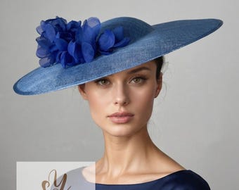 Patina Blue Royal Ascot hat, Kentucky Derby hats for women, Melbourne cup formal hats, Church, Wedding guest fascinator