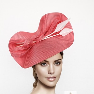 Coral Feather Fascinator: Royal Ascot Derby Hat