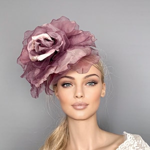 Mauve Silk Flower Fascinator: Kentucky Derby Hat, Ascot Headband