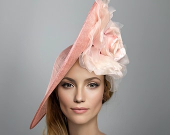 Blush Pink Derby Hat: Floral Royal Ascot Fascinator