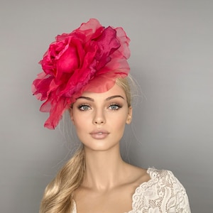 Hot Pink Silk Flower Fascinator: Kentucky Derby Hat