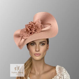 Dusty Pink Derby Fascinator: Floral Ascot Hat for Women